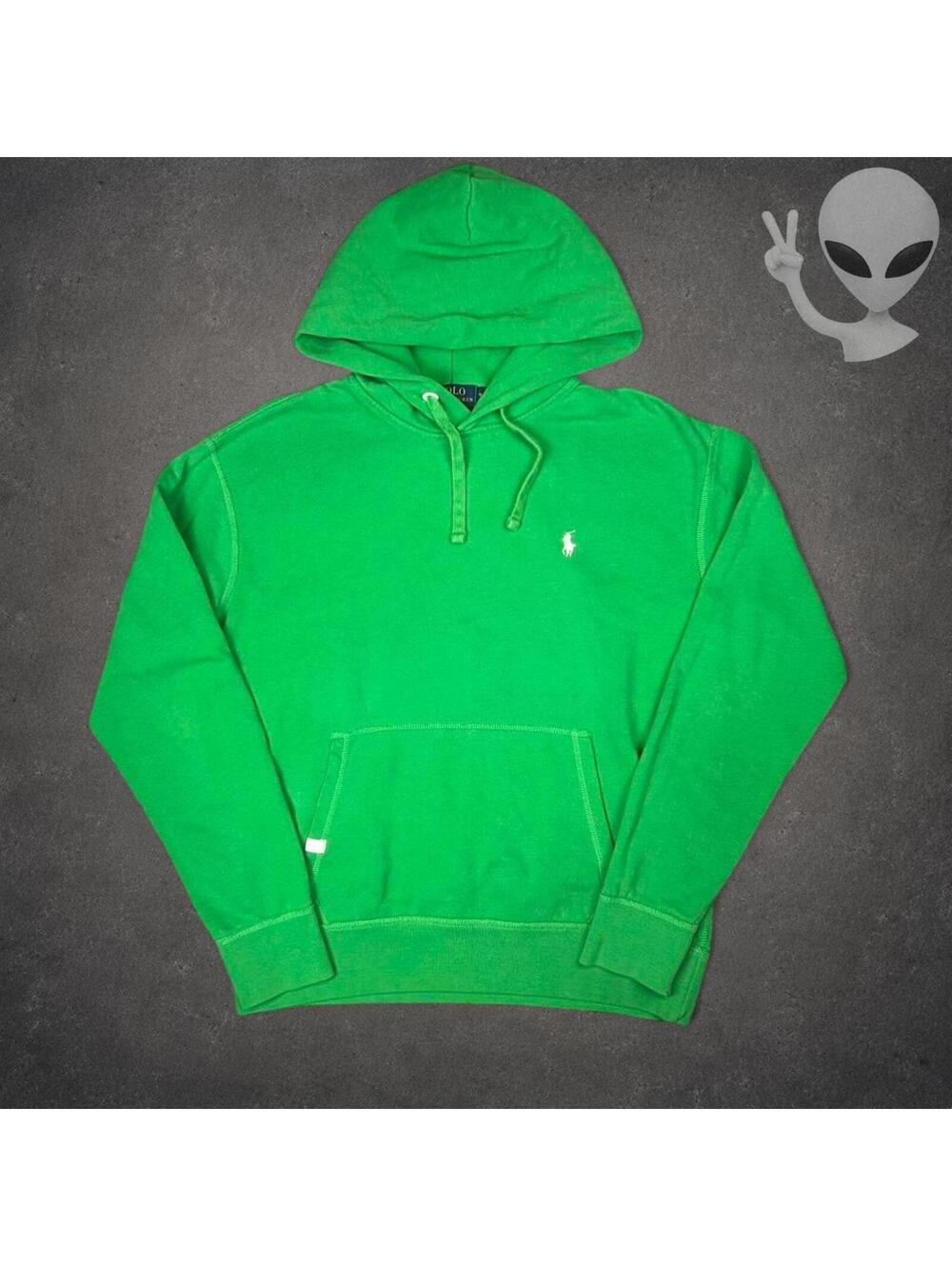 Polo Ralph Lauren Kelly Green Classic Fleece Pullover Hoodie Medium White Pony